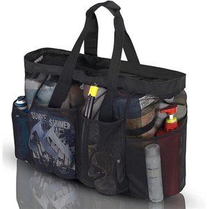 Extra Large Beach Bag, XL Mesh Tote with Zipper and Pockets Ideal for Beach Trip